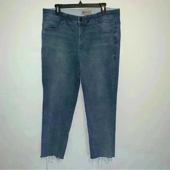 Women’s Democracy “Ab” Technology Straight Leg Denim Raw Hem Elastic Size 16 - Picture 1 of 10